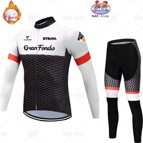 2021 Winter Thermal Fleece Long Sleeves Kids Cycling Jersey Set Bike Clothes Wear MTB Maillot Ropa Ciclismo Boy Cycling Clothing