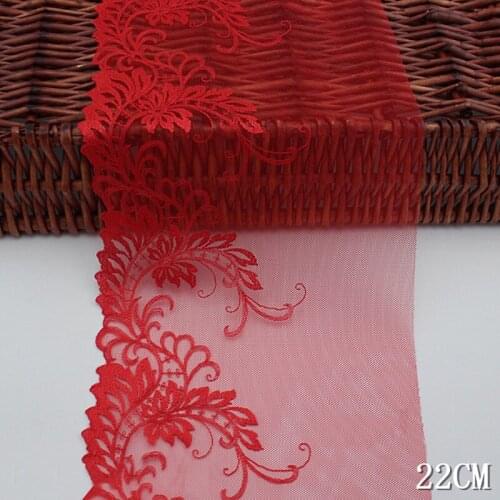 28Yards 22cm Red Black Lace Fabric Embroidered Trim Ribbon DIY Crafts Sewing Supplies Decoration Accessories For Garments