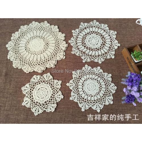 35 cm Round 6 pic/lot cotton knitted felt table mat placemat for home decoration wedding cork coaster cup mat napkin pads mats