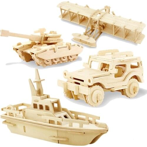3D DIY Wood Puzzle Toy Military Series Tank Vehicle Model Set Creative Assembled Education Puzzle Toys Gifts For Children Kids