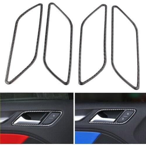 4pcs Carbon Fiber ABS Innerior Car Door Handle Frame Moulding Trim Cover For Audi A3 S3 2014 2015 2016 2017 2018
