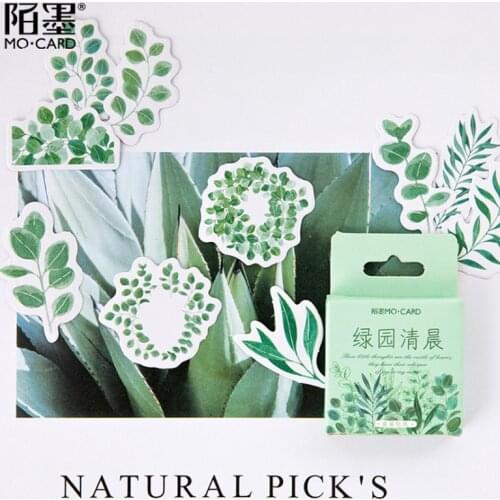 45pcs/pack Creative Green Garden Morning DIY Hand Account Decoration Boxed Stickers DIY Scrapbook Paper Scrapbooking Accessories