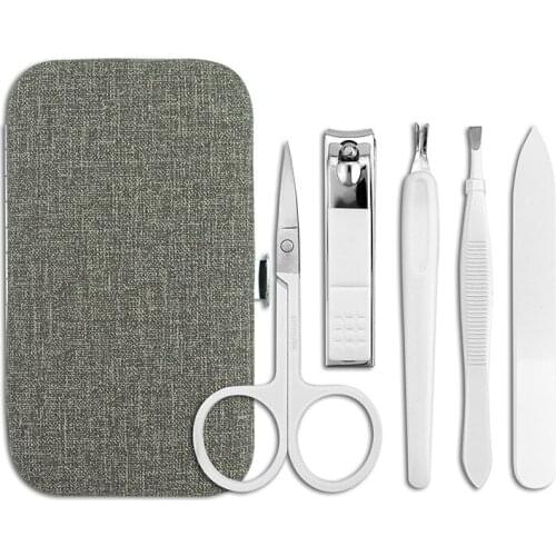 5pcs Nail Clipper Portable Stainless Steel Nail File Tweezers Clippers Set Professional Scissors With Box Manicure Cutter Kits