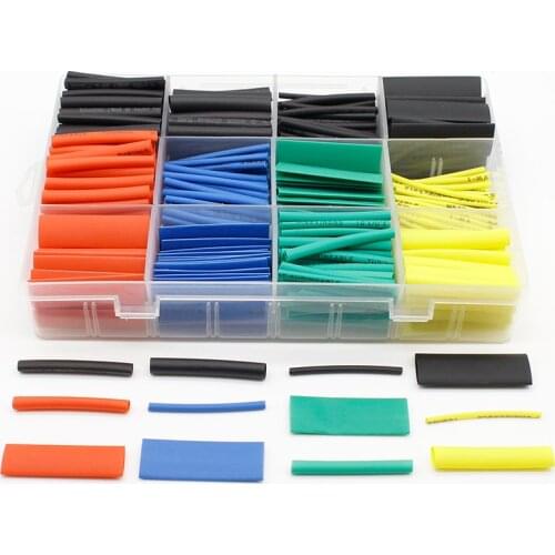 530pcs/set Heat Shrink Tubing Insulation Shrinkable Tube Assortment Electronic Polyolefin Ratio 2:1 Wrap Wire Cable Sleeve Kit
