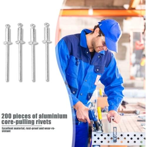 200pcs Aluminium Blind Rivets Nail Decoration Pop Rivets Assortment Kit