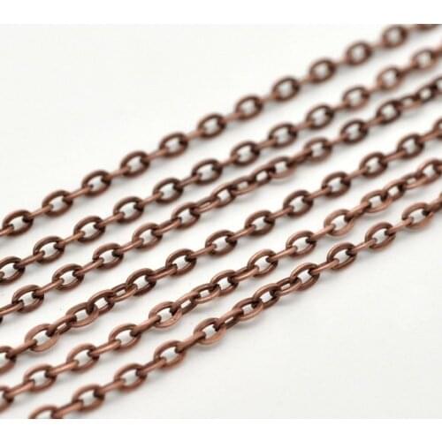 Free shipping!!!!100M/ Copper Tone Links-Opened Cable Chains 4x3mm