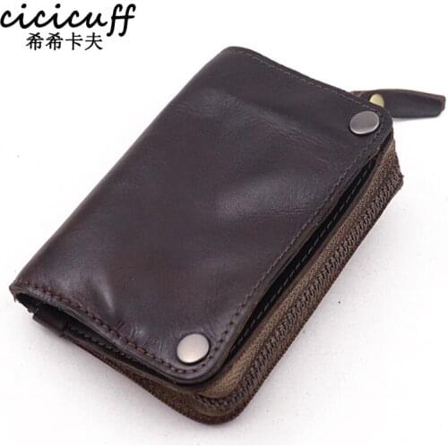 Key Case Wallet Genuine Cow Leather Wallets Men Vintage Handmade Car Key Card Holder Male Organizer Housekeeper Key Pack Purse