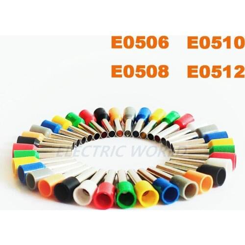 E0506 E0508 Tube Insulated cord end terminals 0.5mm Cable Connector wire terminals Insulating Crimp wire Connector E0510 E0512