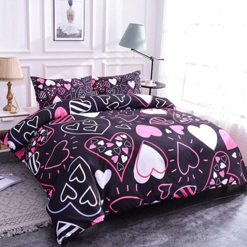 3D Colorful Hearts Pattern Bedding Sets 2/3pcs Soft Duvet Cover Quilt Cover Pillow Covers Twin Full Queen Sizes Bed Sets