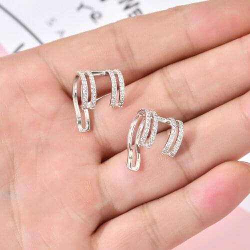 Korean fashion temperament AAA zircon ear bone clip earrings suitable for women wedding party catwalk live jewelry earrings