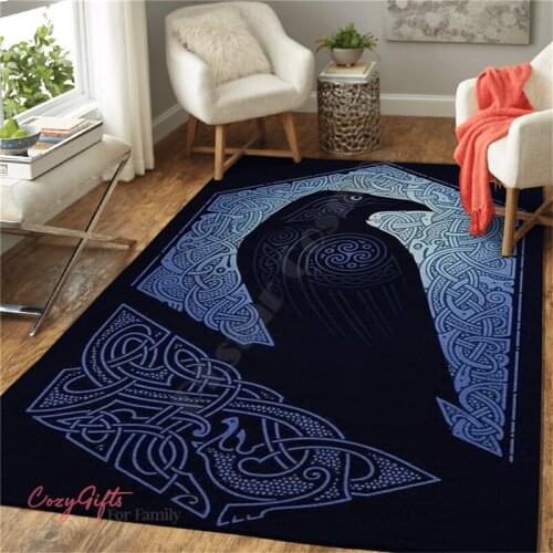 Halloween Viking Eagle Area Rug 3D All Over Printed Rug Non-slip Mat Dining Room Living Room Soft Bedroom Carpet