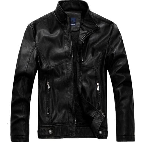 Leather Jacket Men Bomber Jacket Jaqueta De Couro Csaco Mens Stand Collar Leather Jackets Veste Homme Velvet Motorcycle Coat