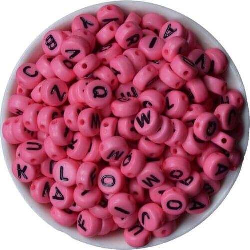 200pcs Deep Pink Round Acrylic Red Alphabet Spacer Beads For Jewelry Making 7mm Letter Beads Charms Bracelet Necklace DIY