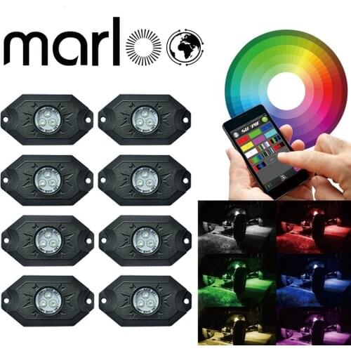 Marloo RGB LED Rock Light Kits Phone App Control Timing Music Mode Multi color Lights Under Car Truck SUV ATV Motorcycle