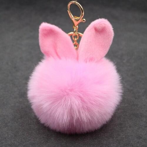 Cute Fur Ball Keychain Cat Soft Pompom Animal Tail Hair Ball Car Keychain Ladies Car Bag Accessories Key Ring Mom Gift Llaveros