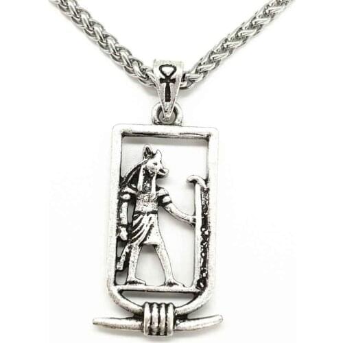 Nostalgia Egyptian Jewelry Ancient Cartouch God Anubis Men Pendant Egypt Ethnic Necklace Amulet Talisman