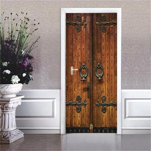 Wood Wallpaper for Door Self-adhesive Waterproof Wallpaper Landscape Posters Removable Art Mural Living Room Bedroom Home Design