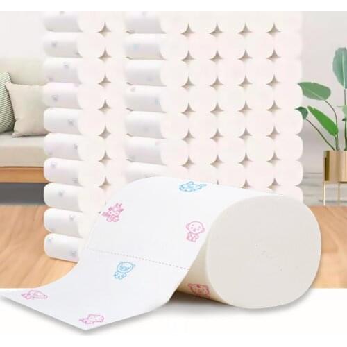 New Toilet Paper Bulk Rolls Bath Tissue Cute Print Toilet Paper Bathroom White Soft 5Ply Paper Household 2