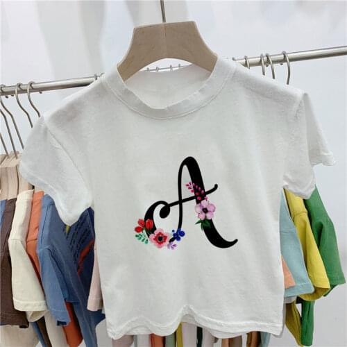 New Summer Novelty Girl Clothes Birthday Gift Baby Shirt First Name Last Name Plant Pattern Girls Shirts Harajuku Boys T Shirts