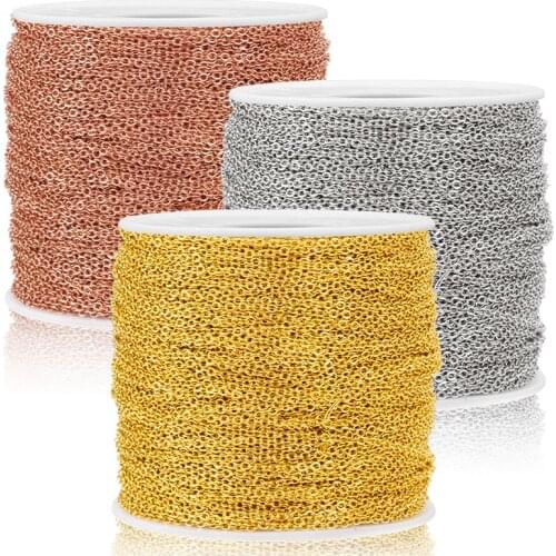 1M Gold Rose Gold Flat O-chain Stainless Steel Cable Link Chain For Jewelry Making DIY Necklaces Bracelets Findings Wholesale