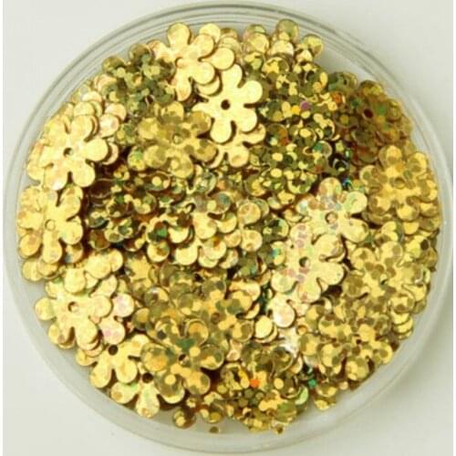 3000pcs/lot 9mm Flat Flower Centre Hole Loose Sequins Sewing Kids DIY Garment ,Wedding Craft,Accessories Laser Yellow Gold