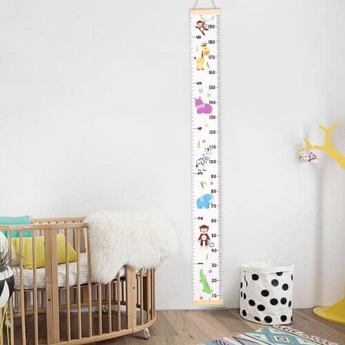 Hanging Height Kids Growth Chart Wall Decor Ruler With Wood Frame Children Height Record For Baby Nursery Decoration