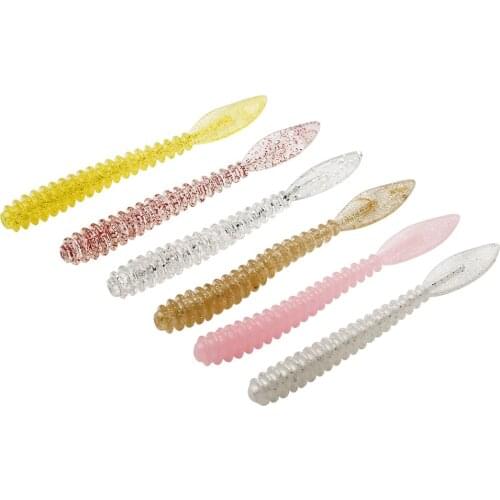 40pcs Soft Bait Wobblers Fishing Worm 57mm 0.64g Soft Silicon Lure Jig Wobbler Bass Bait Fishing Artificial Rockfish Lure