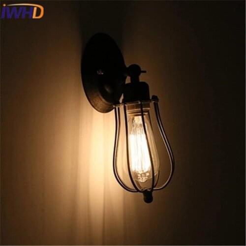 Industrial style Loft American country Iron Retro cages Vintage Wall lamp For Bedroom Lighting Antiqure Wall Light Fixtures