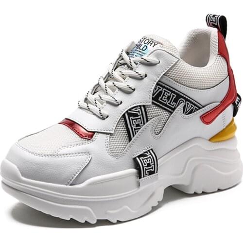 RASMEUP Breathable Women Chunky Street Sneakers 2019 Fashion Increased Womens Trainers Woman Platform Shoes Lady Footwear