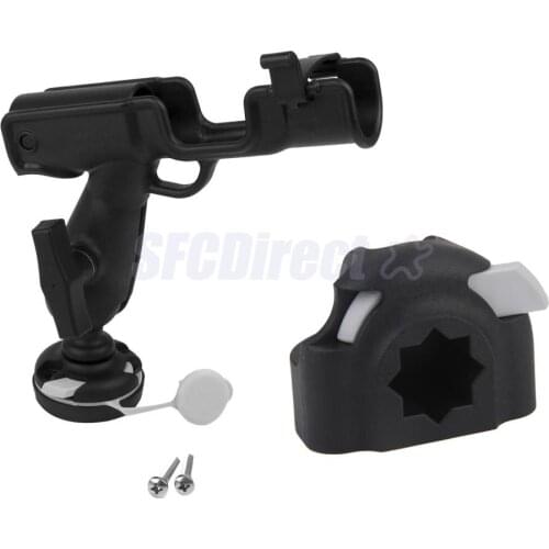 Adjustable 360 Degree Swivel Side Rail Flush Mount Boat Kayak Fishing Rod Pole Holder Rack Bracket & Support Mount Base Tackle