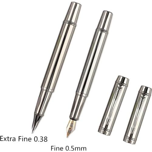 High Quality Luxury Silver Plating Fountain Pen Office Writing Ink Pens Metal 0.5mm School Student Stationery Supplies
