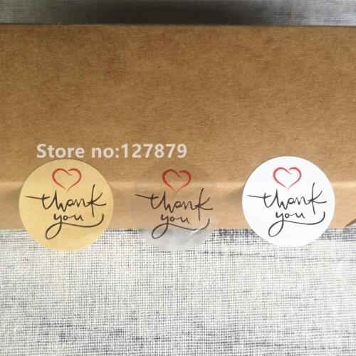 128 Pcs Thank You Self Adhesive Stickers Kraft Label Toy Sticker Diameter 2.5cm For DIY Hand Made Gift Cake Candy Paper Tags