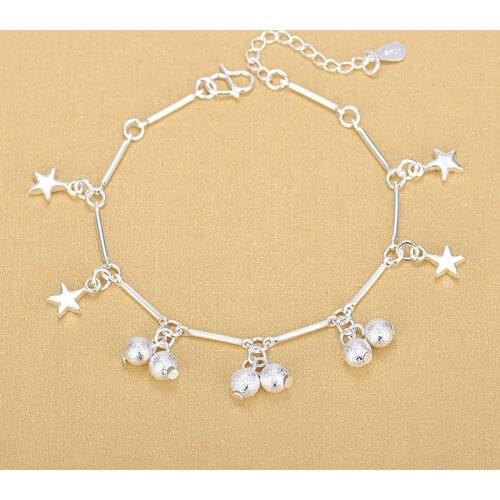925 Sterling Silver Matt Beads Charm Bracelets 925 Fashion Star Bracelets Fine Fashion Bracelet Jewelry For Woman Gift