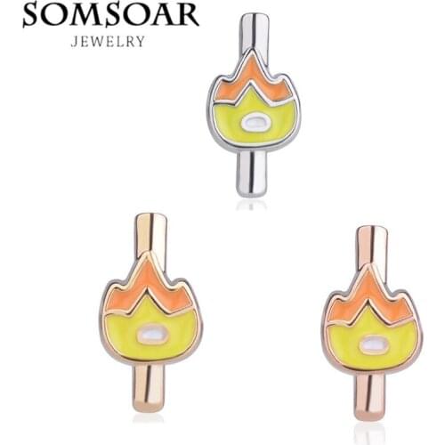 Somsoar Jewelry Flame Charms DIY Keys fit Leather wrappable Mesh Stainless steel Bracelet 10pcs/lot