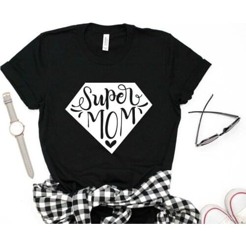 Super Mom heart Print Women Tshirts Cotton Casual Funny t Shirt For Lady Yong Girl Top Tee 6 Color NA-1028
