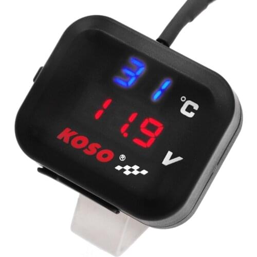 Universal KOSO Motorcycle Voltmeter Indicator Temperature Marker Voltage Digital Display USB Charger For Vespa Yamaha TMAX XMAX
