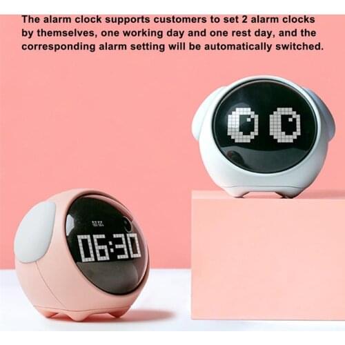Expression Alarm Clock LED Snooze Digital Bedside Clock Cartoon Voice Control Night Light Child Alarm Clock