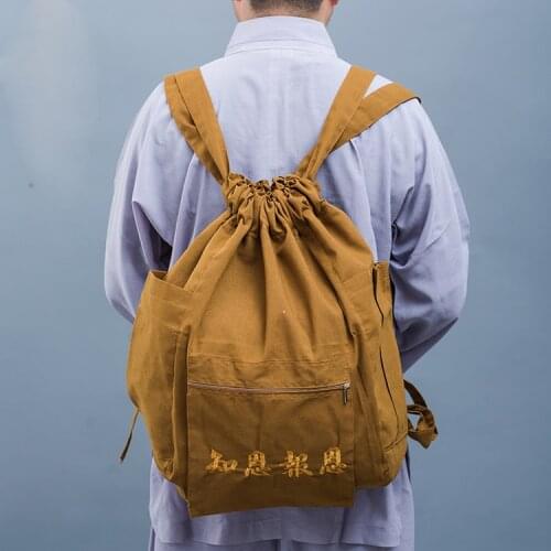 High quality zen Lay meditation bags buddhist canvas backpack package shaolin monk kung fu big bag
