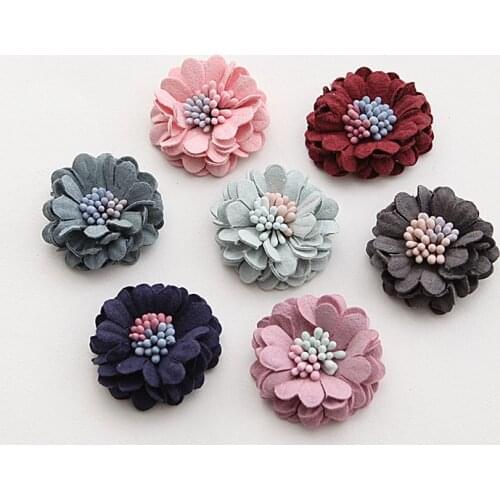 20pcs/lot handmade korean flowers patches for clothing headwear DIY craft supplies sewing accessories parches for bags shoes