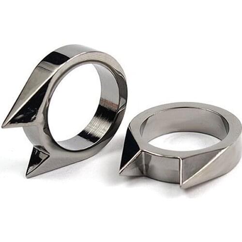 1pcs EDC Self Defence Stainless Steel Ring Finger Defense Ring Emergency Tool Self-Defense Cat Ear Finger Buckle