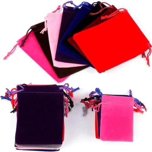 10pcs/lot 4 Sizes Colorful Drawstring Velvet Pouches Jewelry Packaging Bags Wedding Party Gift Bags & Jewelry Pouches