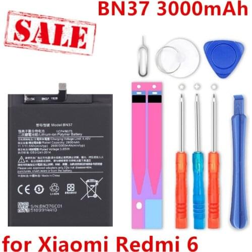 100% NEW Battery BN37 3000mAh For Xiaomi Redmi 6 Redmi6 Redmi 6A High Quality Replacement Phone Batteries