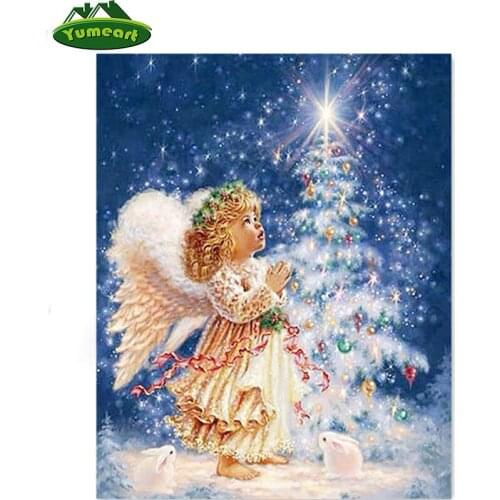 100% Full DIY 5D Diamond Painting Angels and Christmas Tree Diamond Mosaic handmade Diamond Embroidery Corss Stitch Kits Pattern