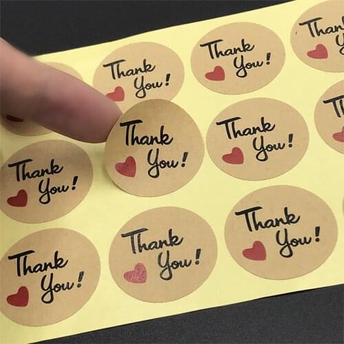 100PCS kraft paper self-adhesive seal self-adhesive THANK YOU personalized custom