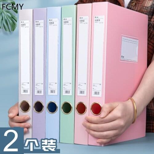 2021 New 2pcs Colorful File Holders Document Boxes Folding File Storage Case Organizer for School Office School Folder