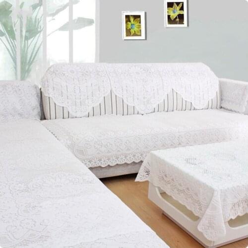 2019 New White Pure Sofa Covers Towels Dustproof Four Seasons Universal Sofa Towel Antiskid Cushion Modern Backrest Towel Cover