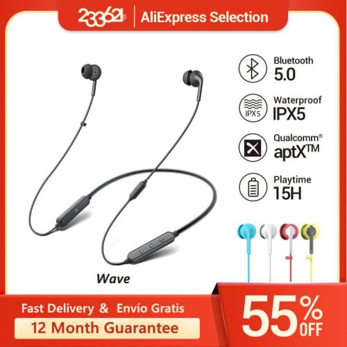 233621 WAVE Bluetooth Neckband Earphone Wireless IPX5 Waterproof Headphones Noise Reduction with QCC3034 Chip for Outdoor Sports