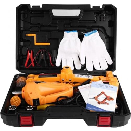 3Ton 12V DC Automotive Electric Jack Lifting Car SUV Emergency Equipment w/ Impact Wrench