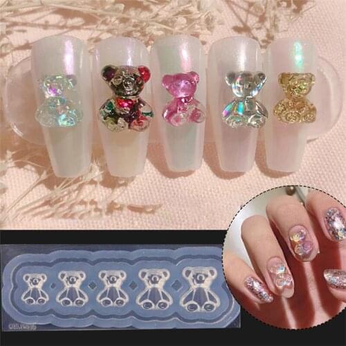3D Nail Art Silicone Resin Mold For Jewelry Making Bear Star Flower Transparent Silicone Mold For Woman DIY Pendant