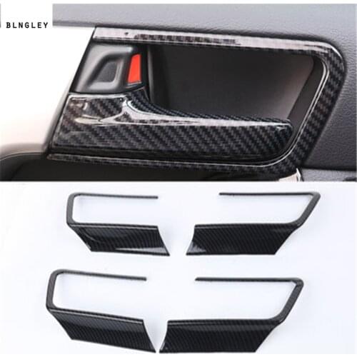 4pcs/lot ABS carbon fiber grain Interior door shake handshandle switch decoration cover for 2010-2018 Toyota prado 2700